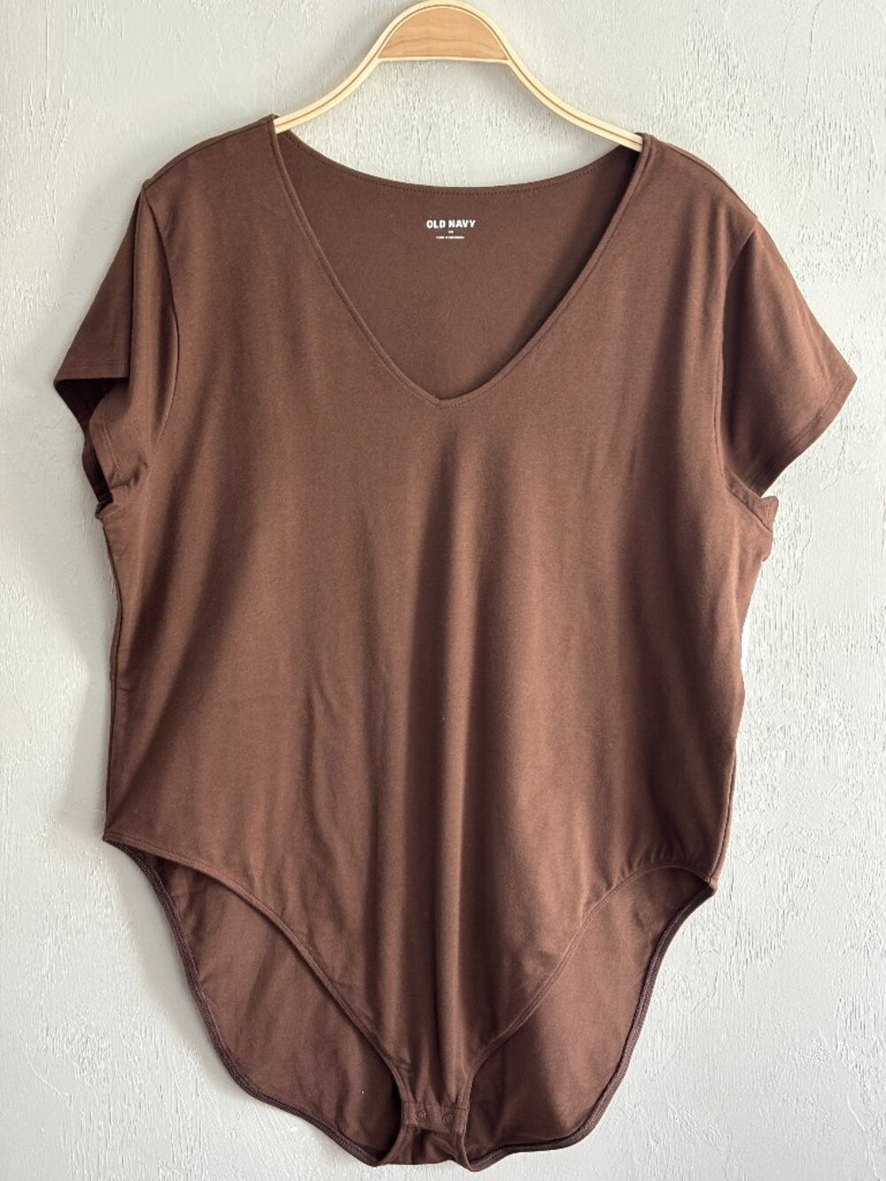 Old Navy Women's 3XL Brown V-Neck Short Sleeve Stretch Bodysuit Snaps NWT Cotton
